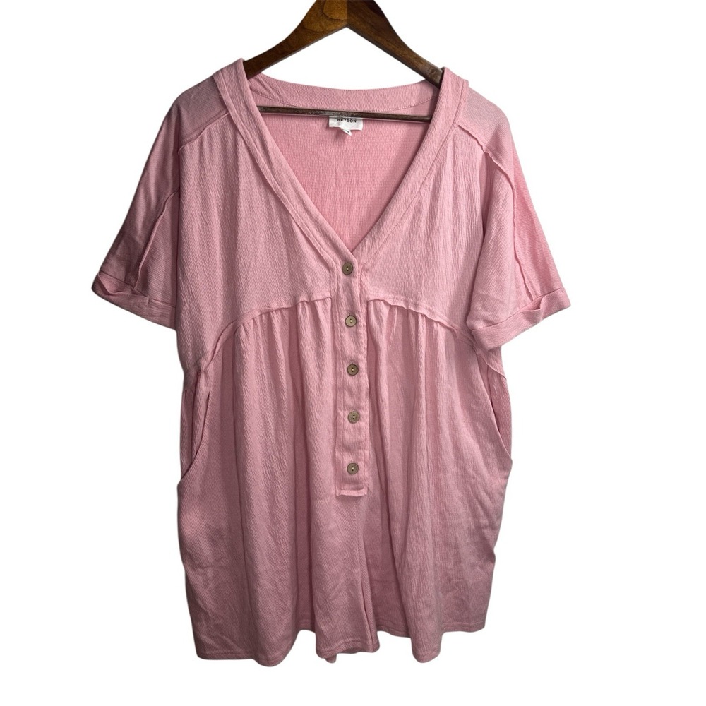 HEYSON Womens Rockin Around Romper Size S Short Sleeve Pockets V Neck